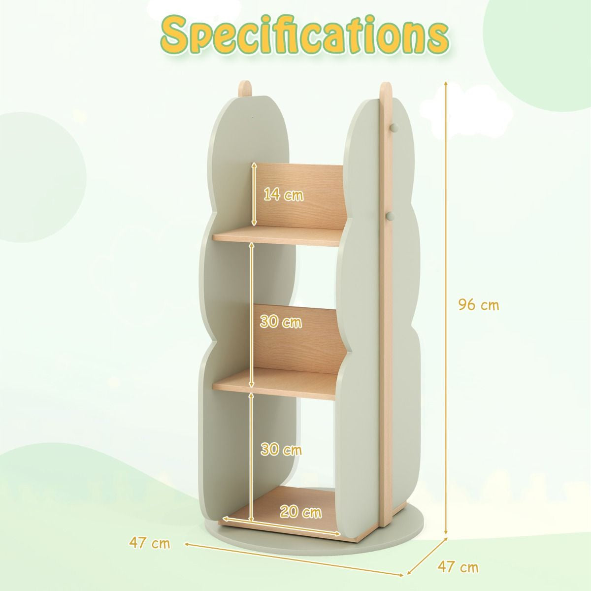 360° Display Corner Book Shelf with Side Hooks for Small Space