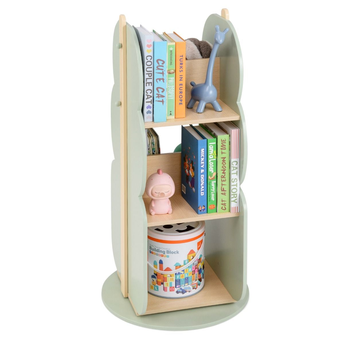 360° Display Corner Book Shelf with Side Hooks for Small Space