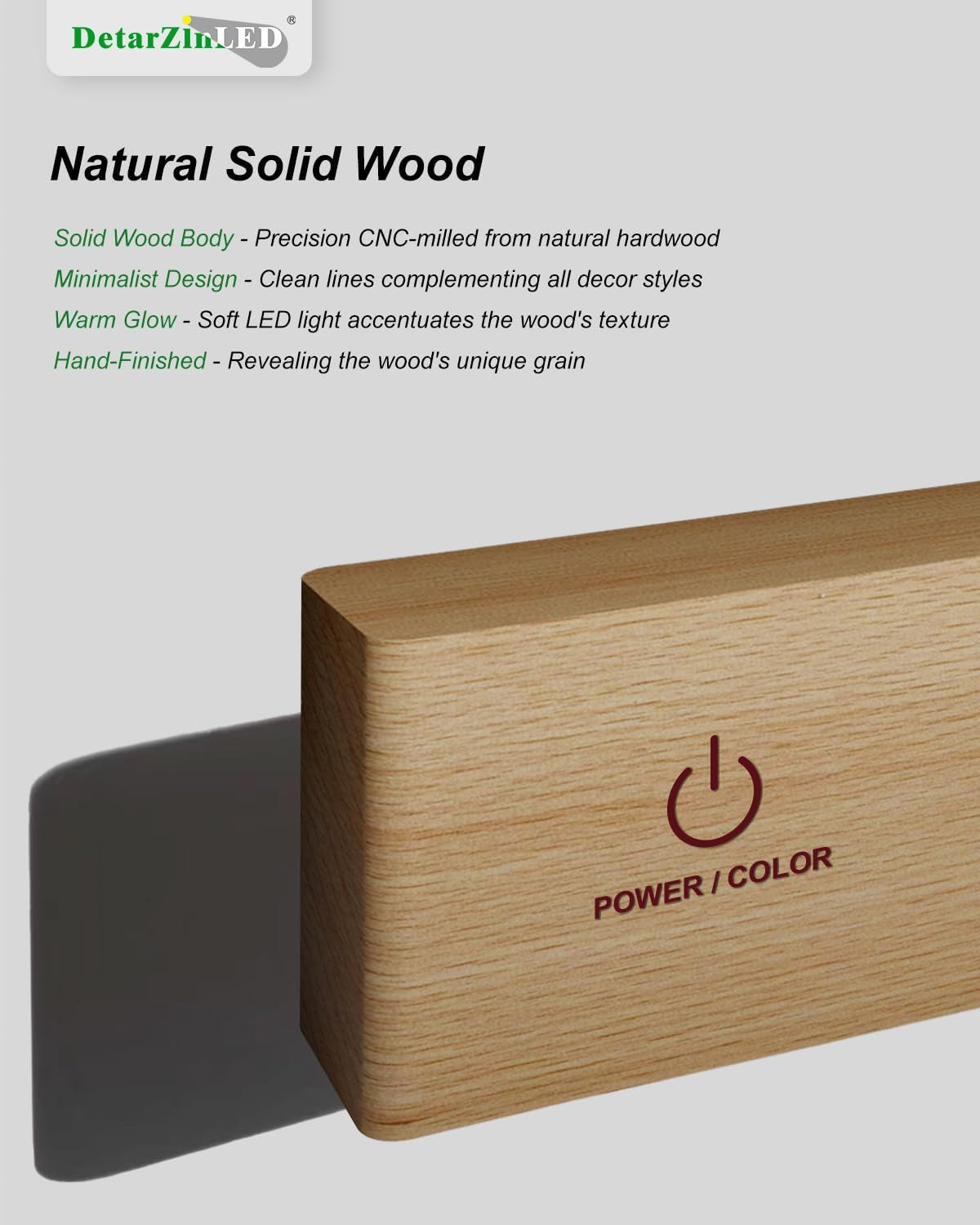 Rechargeable Wall Lights Indoor Beech Wood with Remote,5200Mah Battery Operated Wall Lights,Magnetic,Stick On,Dimmable RGB & 3 Colour Temperature,Wireless Wall Mounted Reading Lights for Bedroom 1Pack