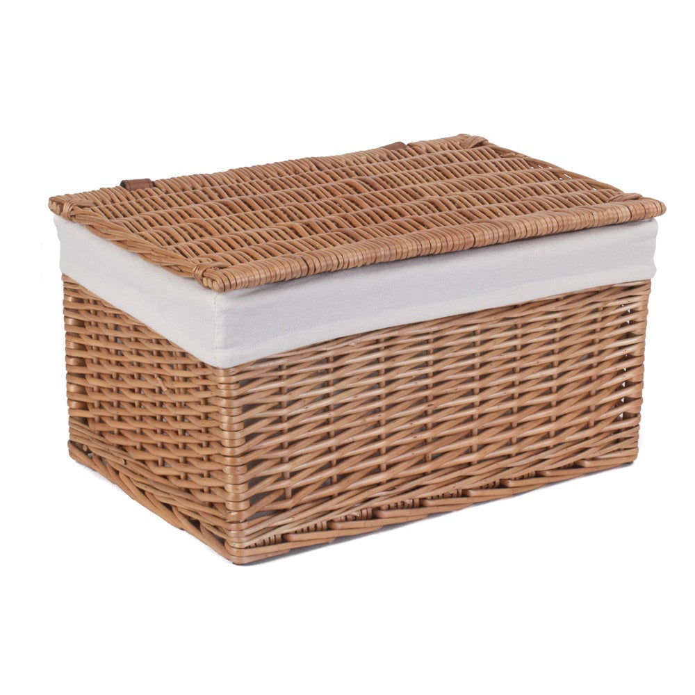Cotton Lined Wicker Storage Basket
