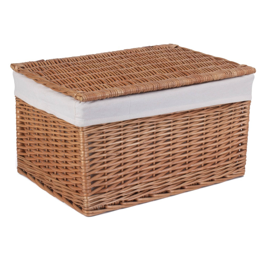 Cotton Lined Wicker Storage Basket