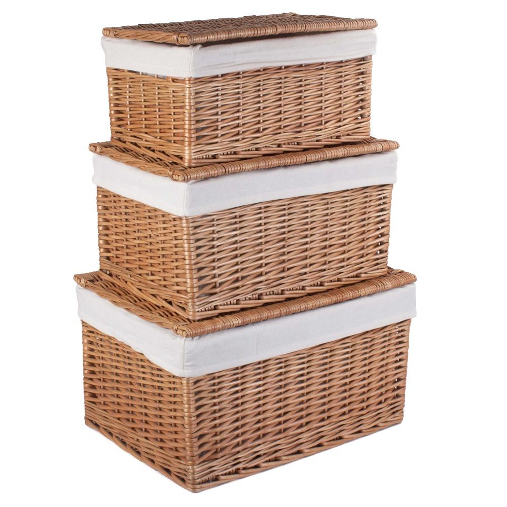 Cotton Lined Wicker Storage Basket