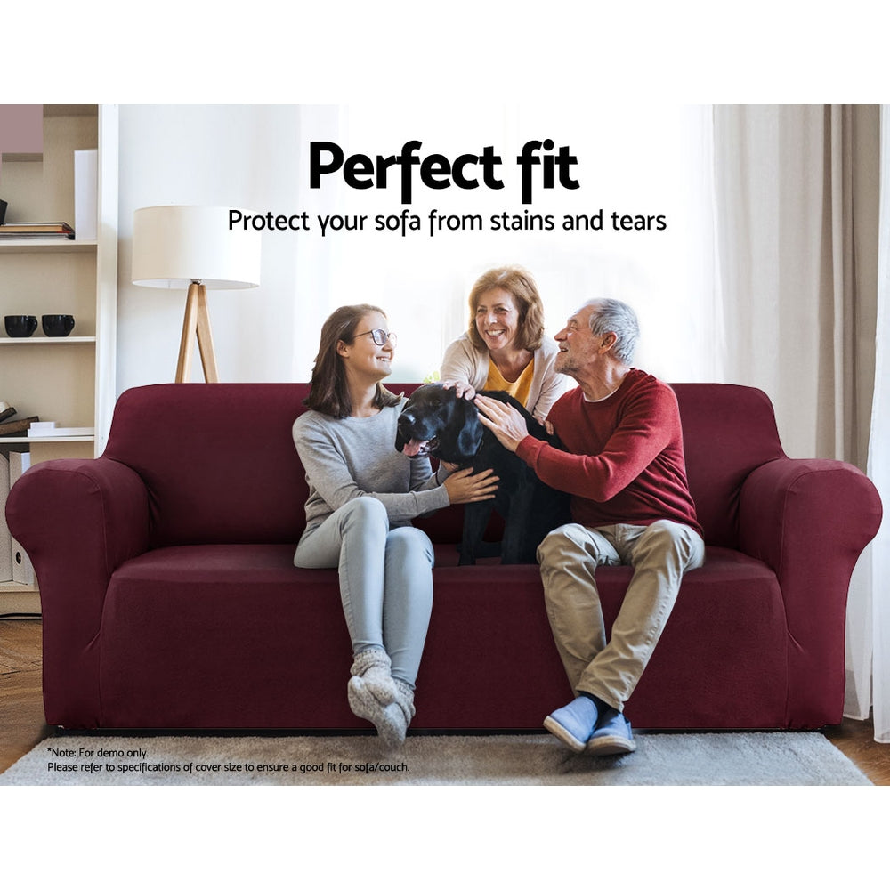 Burgundy sofa cover- 3 seater