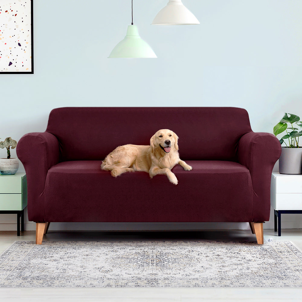 Burgundy sofa cover- 3 seater
