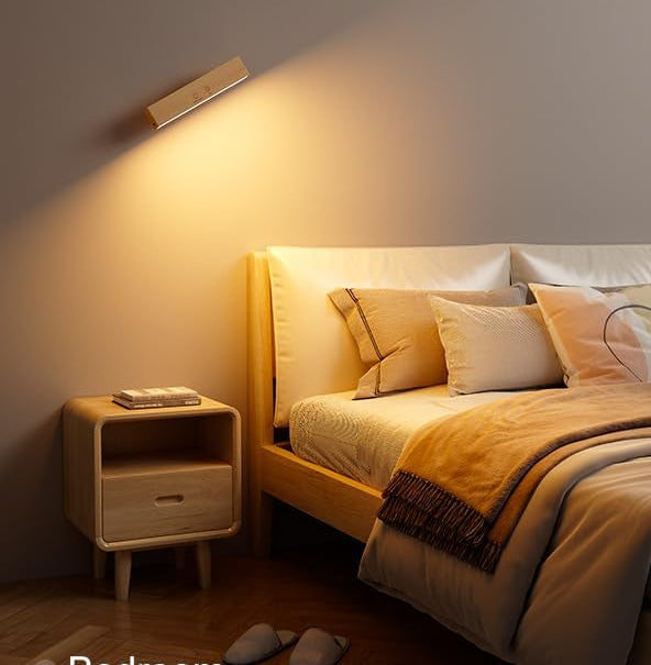 Rechargeable Wall Lights Indoor Beech Wood with Remote,5200Mah Battery Operated Wall Lights,Magnetic,Stick On,Dimmable RGB & 3 Colour Temperature,Wireless Wall Mounted Reading Lights for Bedroom 1Pack